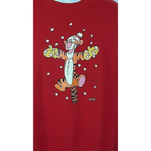 Vintage 90s Tigger Crew Neck Sweatshirt Large Christmas Big Logo Made In Usa Red - Picture 2 of 6